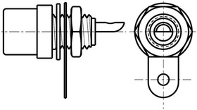 Фото 1/2 BPJR02AUX, RCA Phono Connectors BULKHEAD PHONO JACK