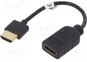49979, Кабель; HDMI 2.0; гнездо HDMI,вилка HDMI; 0,1м; черный
