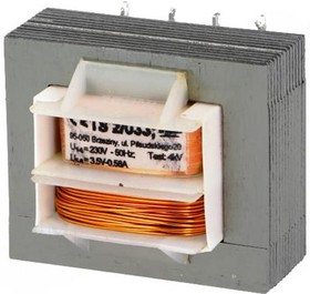 TS 2/033, Трансформатор: сетевой, 2ВА, 230ВAC, 3,5В, 0,58А, винтами, IP00