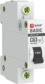 Автоматический выключатель 1P 25А (C) 4,5кА ВА 47-29 EKF Basic