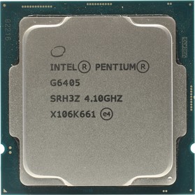 Фото 1/3 CPU Intel Pentium G6405 TRAY (S1200, 4100MHz/4Mb, 2C/4T, Comet Lake, 14nm, 65W, UHD 610)