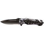Нож складной , 90 мм черный, рукоять: сталь/алюминий камуфляж+черный, SA-582DW