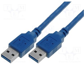 CU303-030-PB, Cable; USB 3.0; USB A plug,both sides; nickel plated; 3m; blue