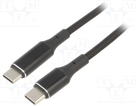 CU0181, Кабель; USB 2.0; вилка USB C,с обеих сторон; 1м; черный; 100Вт