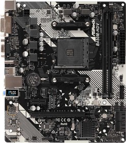Фото 1/10 Материнская плата Asrock B450M-HDV R4.0 Soc-AM4 AMD B450 2xDDR4 mATX AC`97 8ch(7.1) GbLAN RAID+VGA+DVI+HDMI
