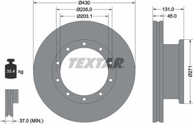 Фото 1/4 93086800, Диск тормозной SCANIA (430/203x45/131) (1шт.) TEXTAR