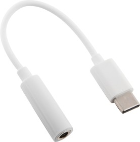 Фото 1/2 Аудиопереходник USB Type-C на 3,5 мм Mini Jack белый, коробка
