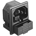 C14 Panel Mount IEC Connector Male, 10A, 250 V, Fuse Size 5 x 20mm
