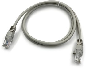 Фото 1/5 Патч-корд Buro литой (molded), UTP, кат.5E, 1м, 4 пары, 26AWG, алюминий омедненный, многожильный, серый