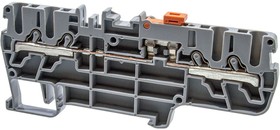 PYK2,5CCA (серый), Клеммник пруж.быстрозажимной (Push in) 4-х выводной, с размыкателем, 2,5 мм.кв.