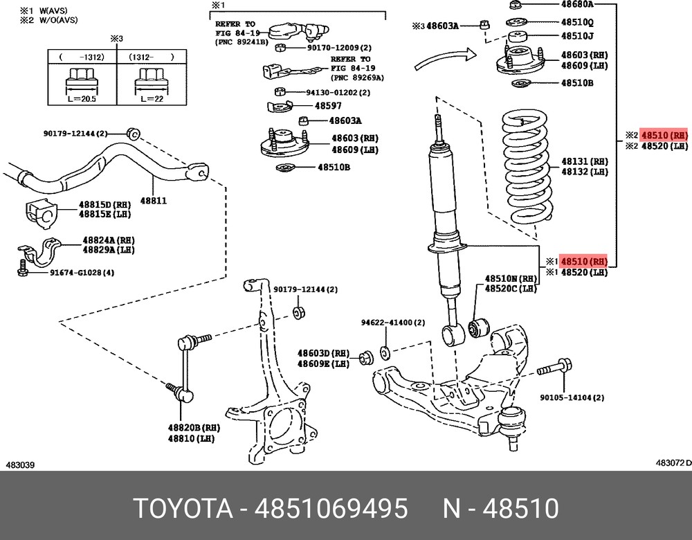 Стойка передняя Toyota Land Cruiser Prado (J150) 09-24 / Lexus GX 09-23 (Справа=Слева)