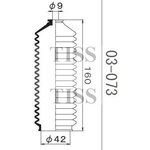 03-073, Пыльник рул рейки (d=9 D=42 L=160) Nissan