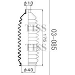03-085, Пыльник рул рейки (d=13 D=43 L=175) Honda