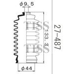 27-487, Пыльник рул рейки (d=9.5 D=44 L=133.5) Toyota