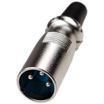 1-507, разъем XLR 3 контакта штекер металл на кабель с хомутом (70мм)
