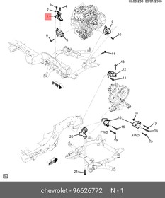 96626772, Кронштейн, подвеска двигателя, лсп