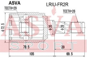 Фото 1/3 LRIU-FR2R, ШРУС ВНУТРЕННИЙ ЗАДНИЙ 29X35X26