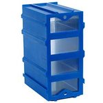 К5 Синий, Ячейки, синий корпус прозрачный контейнер 4 секции, 49х82х100мм