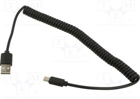 CC-USB2C-AMCM-6, Cable; coiled,USB 2.0; USB A plug,USB C plug; gold-plated; 1.8m