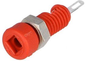Фото 1/2 2 mm socket, solder connection, mounting Ø 5 mm, CAT O, red, MBI 1 RT