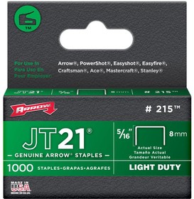 215, 8mm JT21/JT27 Light Duty Staples, 1000 Pack