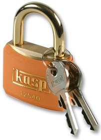 K12540BOARD, Orange Padlock with Brass Shackle Different Keys 40mm