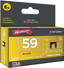 591189BL, 8mm x 8mm Black Insulated Staples, 300 Pack