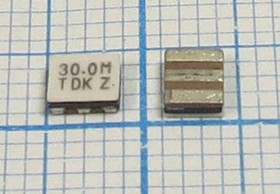 Керамические резонаторы 30МГц, SMD 3.7x3.1мм с тремя контактами; №пкер 30000 \C03731C3\\\3000/- 40~85C\CCR30,0MSC6T\