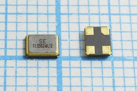 Кварцевый резонатор 11059,2 кГц, корпус SMD03225C4, нагрузочная емкость 12 пФ, точность настройки 10 ppm, стабильность частоты 30/-40~85C pp