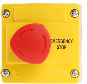 Фото 1/3 Emergency stop switch in the enclosure, 1 emergency stop pushbutton red, 1 Form B (N/C), latching, LBX10510