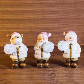 Фото 1/5 505-003, Керамическая фигурка Дед Мороз, Снеговик и Олененок 10x9x13 см (упаковка 3 шт.)