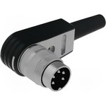 T 3360 005, Circular DIN Connectors 5 Pin Male;R/A Cable Mount