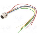 09-3482-00-08, Binder Female 8 way M12 to Unterminated Sensor Actuator Cable, 200mm