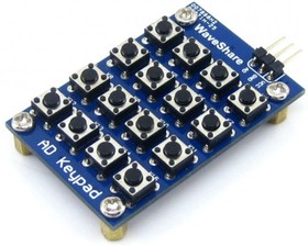 Фото 1/5 AD Keypad, Клавиатура для Arduino проектов, 16 кнопок (матрица 4х4) с одним аналоговым выходом