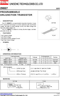 2N6027G-T92-B, Транзистор однопереходный 40В 0.15A 0.3Вт [TO-92 Ammo ...