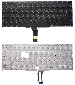 Клавиатура для ноутбука Apple MacBook A1370 черная с подсветкой, большой Enter RU AAA+