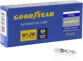 Фото 1/2 Лампа автомобильная Goodyear W1.2W 12V 1.2W W2*4.6d (коробка: 10шт.) GY015201