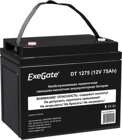 Фото 1/2 Аккумуляторная батарея ExeGate DT 1275 (12V 75Ah, под болт М6)