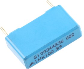 Фото 1/2 MKT film capacitor, 1 µF, ±10 %, 100 V (DC), PET, 15 mm, B32522C1105K000