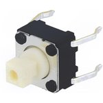 B3F-1050, White Plunger Tactile Switch, SPST 50 mA @ 24 V dc 3mm Through Hole