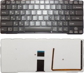 Фото 1/2 Клавиатура для ноутбука Sony SVE14A черная без рамки с подсветкой