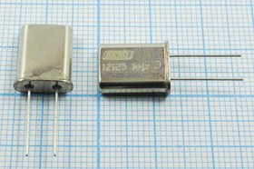 Кварцевый резонатор 12125 кГц, корпус HC49U, S, точность настройки 30 ppm, стабильность частоты 40/-40~70C ppm/C, марка РК374МД-8ВТ, 1 гармо