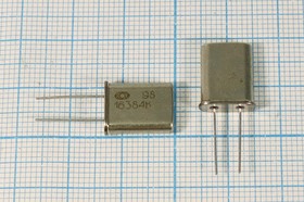Кварцевый резонатор 16384 кГц, корпус HC49U, S, точность настройки 50 ppm, стабильность частоты 50/-40~85C ppm/C, марка РК374МД, 1 гармоника