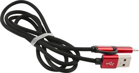 Фото 1/6 Дата-кабель Red Line LX01 2 in 1, USB - microUSB+8-pin, нейлоновая оплетка, черный