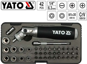 YT-2806, Набор бит и головок с воротком 42пр