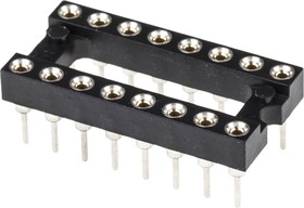 Фото 1/3 110-87-316-41-001101, 2.54mm Pitch Vertical 16 Way, Through Hole Turned Pin Open Frame IC Dip Socket, 1A