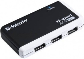 Фото 1/10 83504, Defender Разветвитель QUADRO INFIX USB2.0 - 4 порта, скор. - до 480 Мбит/с, + кабель USB 2.0 A(M) - MiniB (M) - 1м.