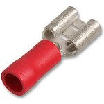 STFDD1-187(5), Female Push On Crimp Terminal Red 12A, 4.8mm x 0.5, 100 Pack
