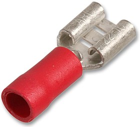 STFDD1-187(8), Female Push On Crimp Terminal Red 12A, 4.8mm x 0.8, 100 Pack