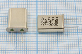 Кварцевый резонатор 3000 кГц, корпус HC49U, нагрузочная емкость 16 пФ, марка SA[SUNNY], 1 гармоника, 7мм (SUNNY16)